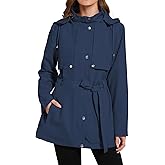 Mixxmix Womens Rain Jacket with Hood, Long Rain Coat for Women Waterproof Trench Coat Lined Windbreaker Fall Jacket