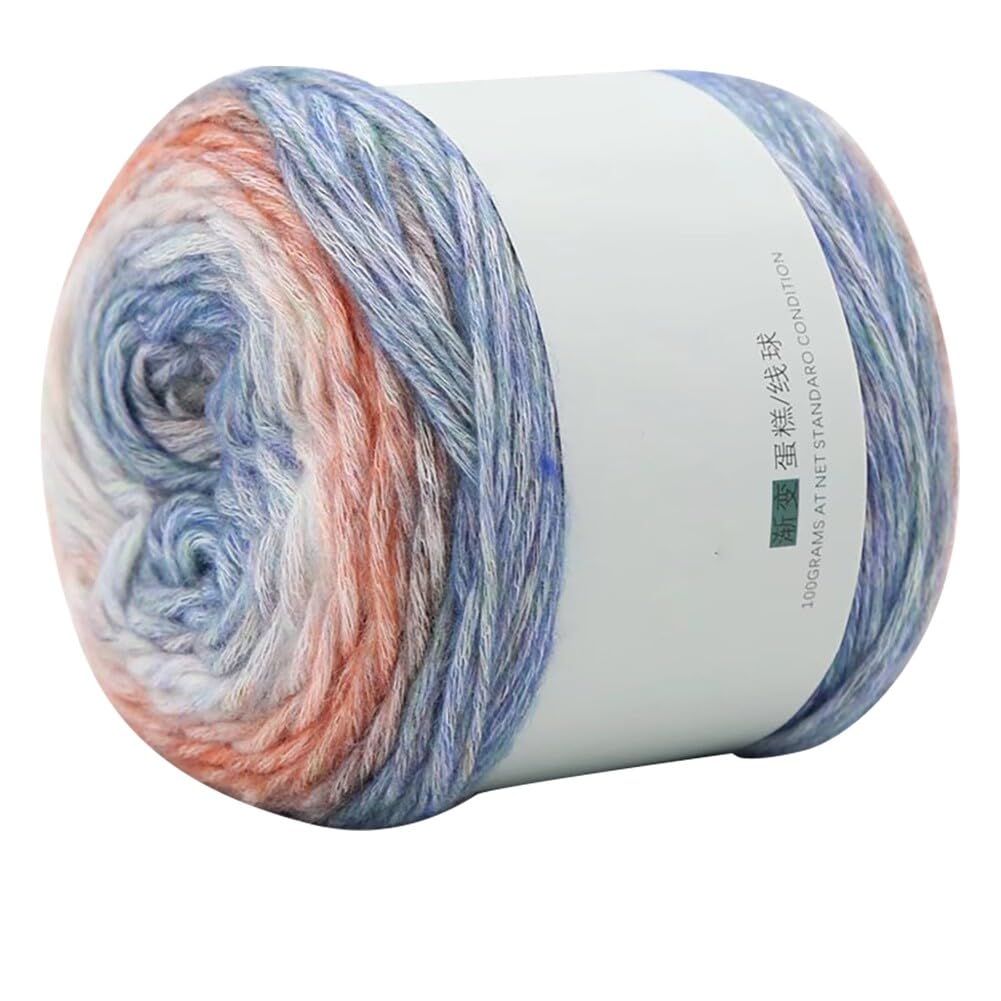 Uposao 100g Gradient Yarn, 100% Cotton, Soft Warm Multicolor Cake, DIY Rainbow Yarn for Knitting Or Crochet, Type 18