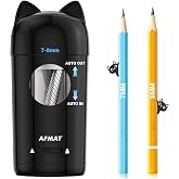 AFMAT PSX9 Electric Pencil Sharpener, Fully Automatic Pencil Sharpener for Kids, Auto in &amp; Out, for &phi;7-8mm No.2/Colored Pencils, Rechargeable &amp; Cordless, Cute Cat Pencil Sharpeners for Classroom Home
