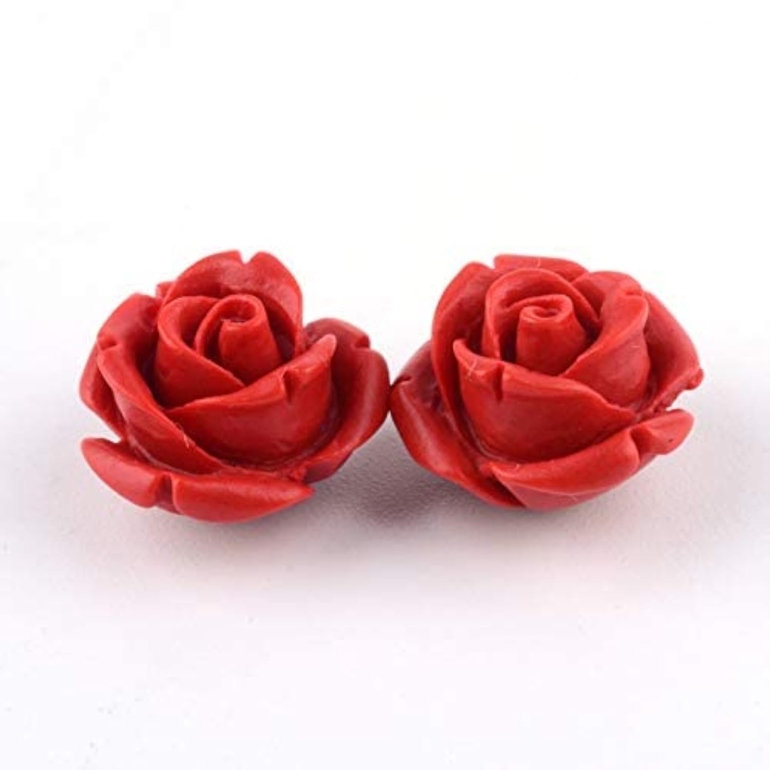 Beadthoven 50pcs Red Rose Cinnabar Beads Detail Carved Flower Spacer Beads 12.5mm Rose Petals Link Charms Beading for Valentine's Day Jewelry Making Wedding Decoration Embellishment Crafts Hole:1.5mm