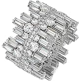 HSQYJ 16mm Luxury Irregularly Cubic Zirconia Promise Rings Classic Style Crystal Anniversary Wedding Engagement Bands Cocktail Ring for Women Silver Plated Jewelry Gifts