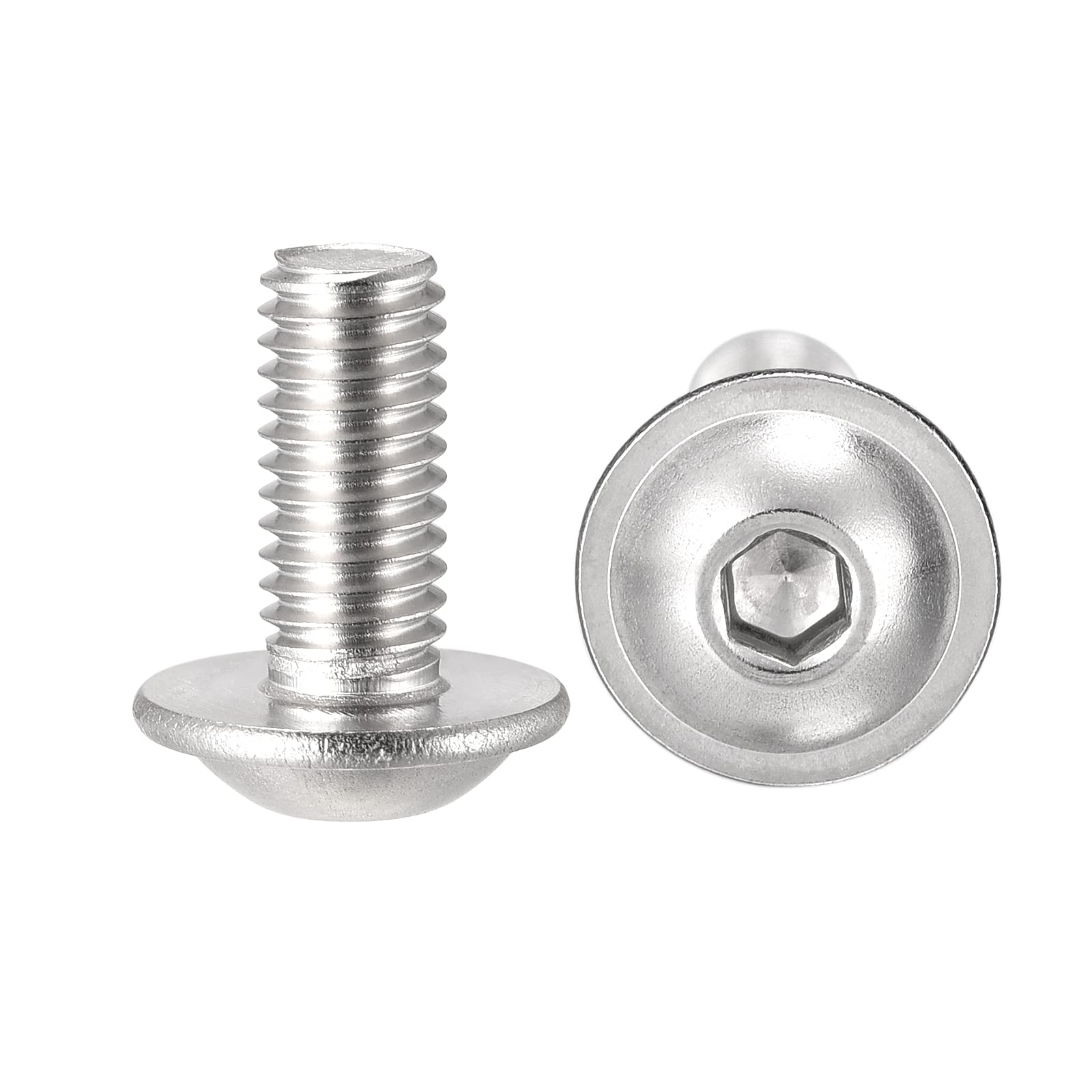 sourcing map Flanged Button Head Socket Cap Screws, M5*12mm Hex Socket Drive Screw, 304 Stainless Steel Fasteners Bolts, Fully Threaded Machine Screw 50Pcs — image 1