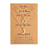 Sun and Moon Necklace for Couples Matching Necklace Best Friends Friendship Pendant Stainless Steel Paper Card Bff Necklace Set for Women Birthday Christmas Valentine'S Day Gifts Jewelry