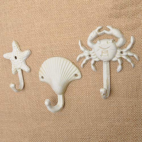 TOPBATHY 3pcs Nautical Hooks Crab sea Shell Shape Wall Hooks Coat Towel