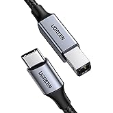 UGREEN USB B to USB C 10 FT Printer Cable, Nylon USB B to C Cord for MacBook Pro/Air, MIDI Cable Compatible with Yamaha Piano Keyboard, DAC, DJ Controller for iPad
