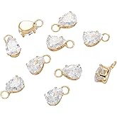 Airssory 10 Pcs Cubic Zirconia Teardrop Golden Plated Brass Metal CZ Crystal Stone Tiny Charms Drop Shape Small Charm for Earrings Bracelet Jewelry Making