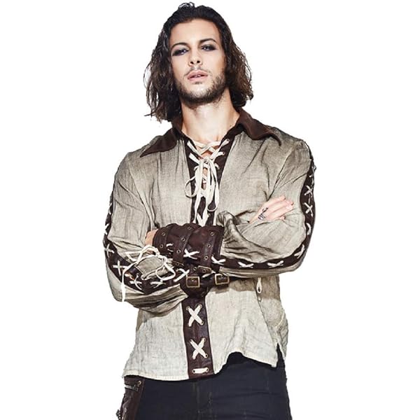 Chemise Steampunk Gothique Homme - Patchs Cloutés, Style Rock, Pour Concert, Festival, Soirée - 7