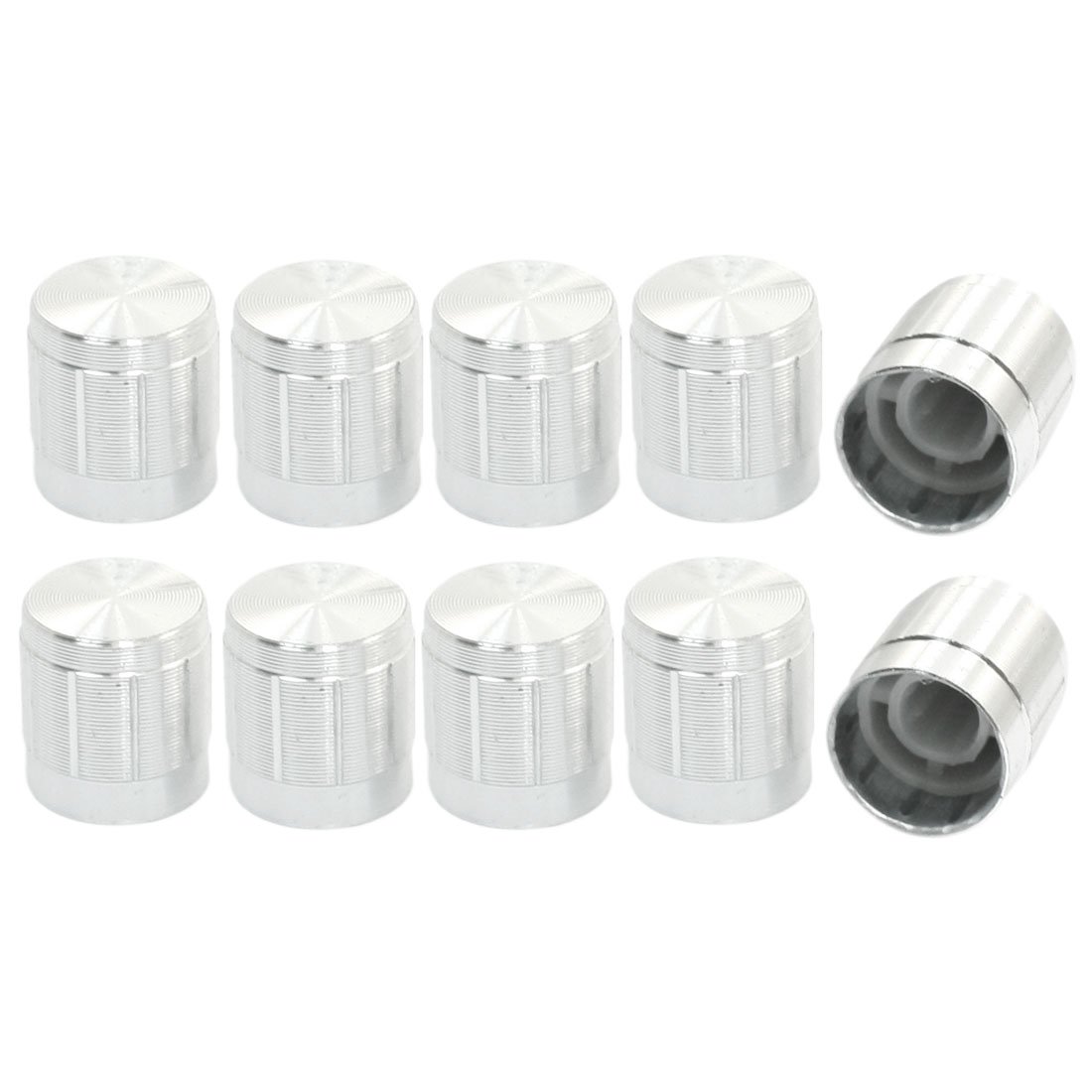 sourcingmap Aluminum Alloy 6mm Shaft Potentiometer Control Rotary Knob 10pcs