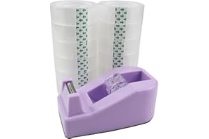 Aacehlh Desktop Tape Dispenser,1 Pack Purple Tape Dispensers with 12Rolls Transparent Tape, for Packaging in Office,Restaurant, Flower Shop,Cake Shop (Purple)