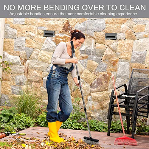 Broom and Dustpan [2019 Version] Tiumso Dust pan Broom Set with Upgrade Combo and Sturdiest Extendable Long Handle,4 Layers Bristles,Upright Standing for Home, Office, Kitchen, Lobby (White) - Thumbnail 4