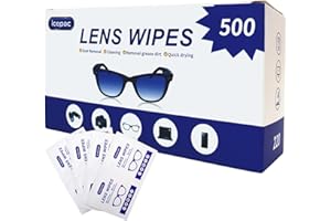 Icepac Lens Wipes for Eyeglasses - 500 Pre-Moistened Individual Wrapped Eye Glasses Cleaning Wipes | Glasses Cleaner Safely Cleans Glasses, Sunglasses, Phone Screen, Electronics & Camera Lens
