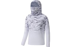 BASSDASH Youth UPF 50+ Hooded Shirts with Mask UV Neck Gaiter Sun Protection Long Sleeve T Shirt for Fishing Swim
