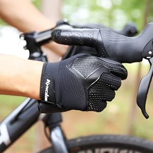 1 Pair Full Finger Cycling Gloves, Touch Screen Bike Gloves with Gel Shock Absorbing Palm, Breathable Anti-Slip Design for Me