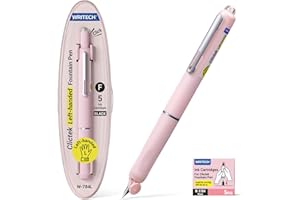 WRITECH Left Handed Fountain Pen: Fine Nib Retractable Style Black Ink Set Includes 5 Ink Cartridges Smooth Writing for Calligraphy Journaling Office Gift