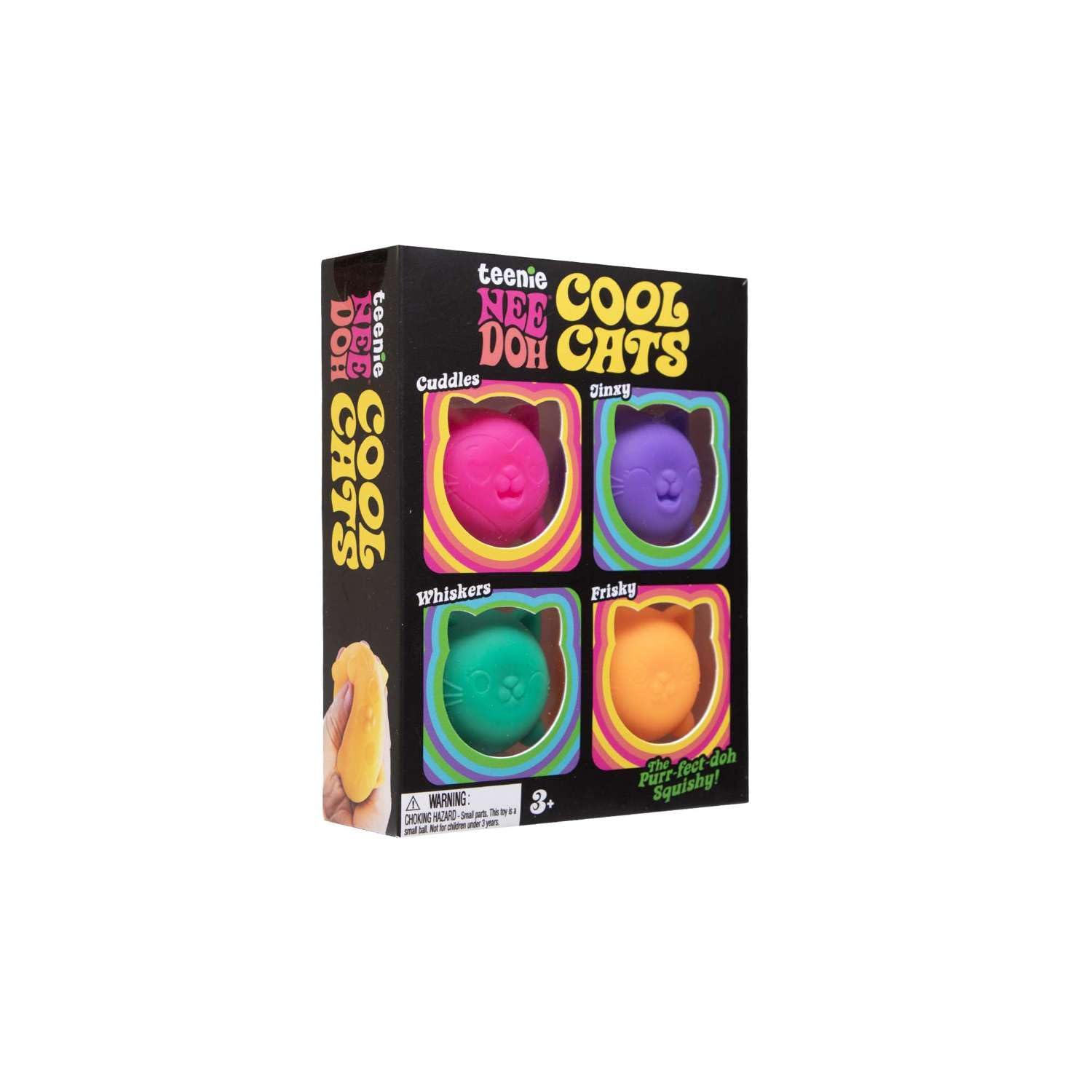 Schylling NeeDoh Cool Kitten Teenie Needoh 4 Pack - Sensory Squeeze Toy - 1.5" in Diameter - Colors May Vary