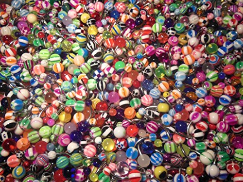 20 Assorted Belly Button Navel Rings Surgical Steel - 14 Gauge 7/16"