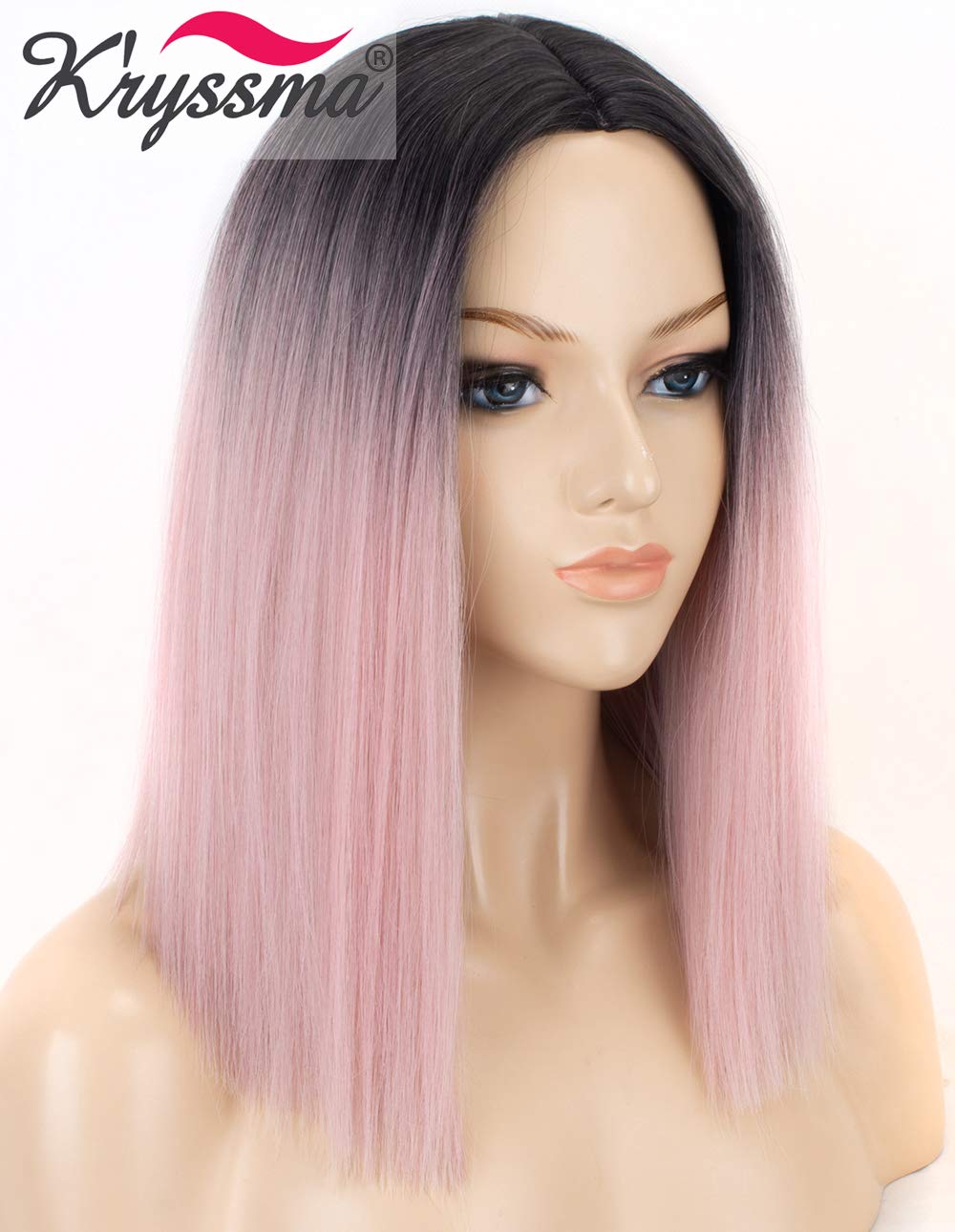 Pink Ombre K Ryssma Ombre Pink Synthetic Wig With Dark Roots