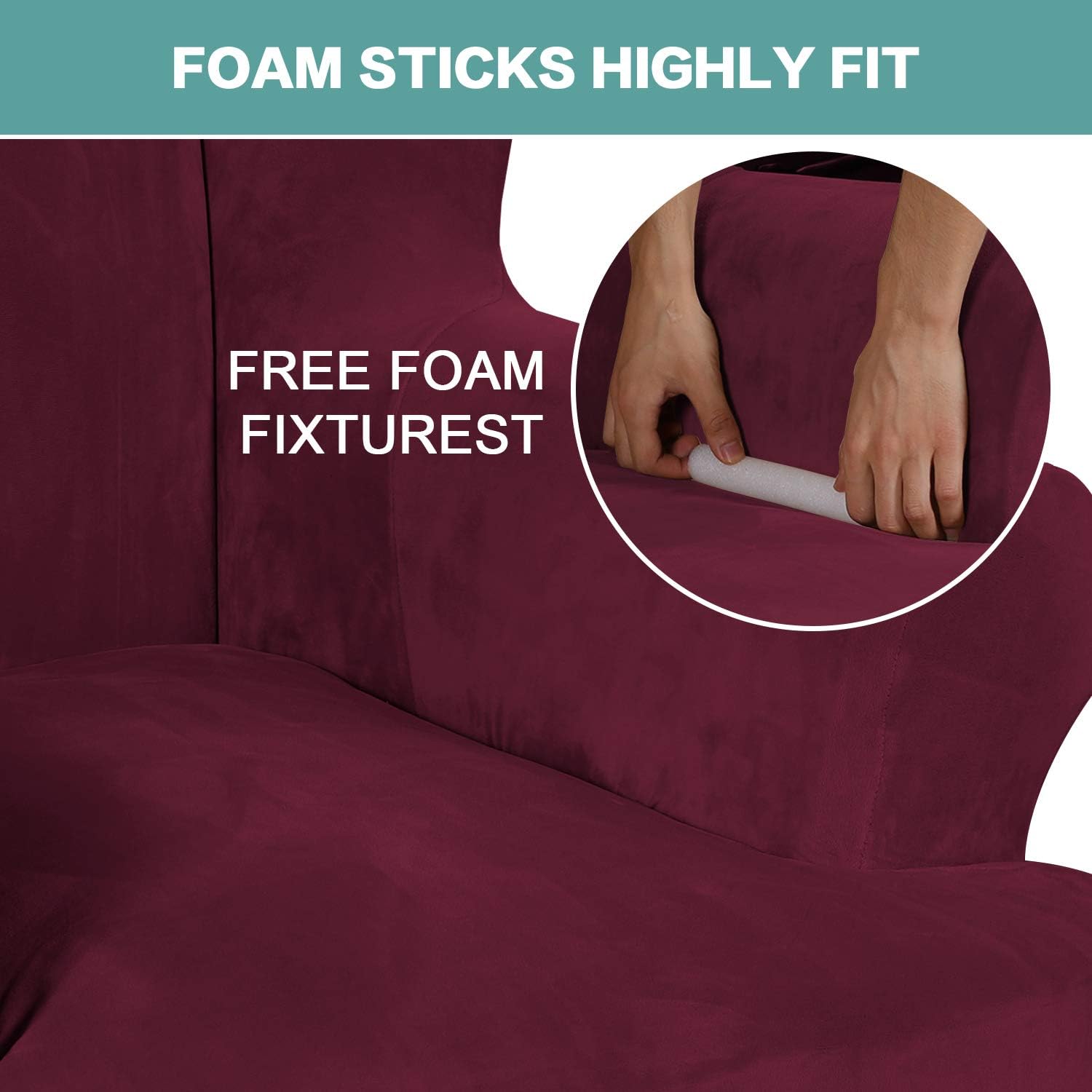 Wing Chair Slipcover Velvet Armchair Chair Slipcovers Ultra Soft Plush Sofa Covers 1-Piece Spandex Fabric Wing Back Wingback Armchair Chair Slipcovers Burgundy: Home & Kitchen