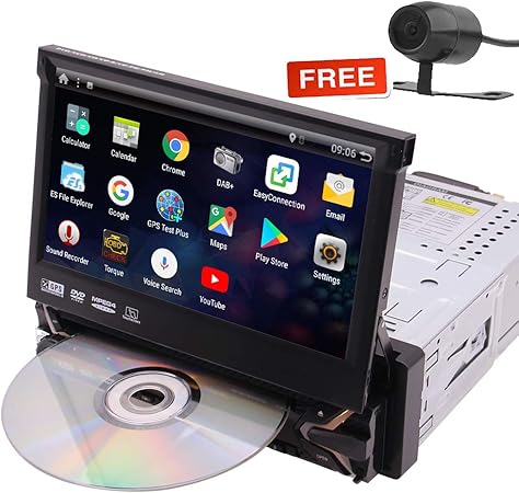 Amazon Eincarシングル1dinのandroid 7 1カーステレオヘッドユニット7インチの容量hdタッチスクリーン車のgpsナビゲーションdvdプレーヤーusb Sdカードfm Am Aux Bluetoothのハンズフリーwifiのバックミラーカメラカラフルなボタンリモコン オーディオパーツ 車 バイク