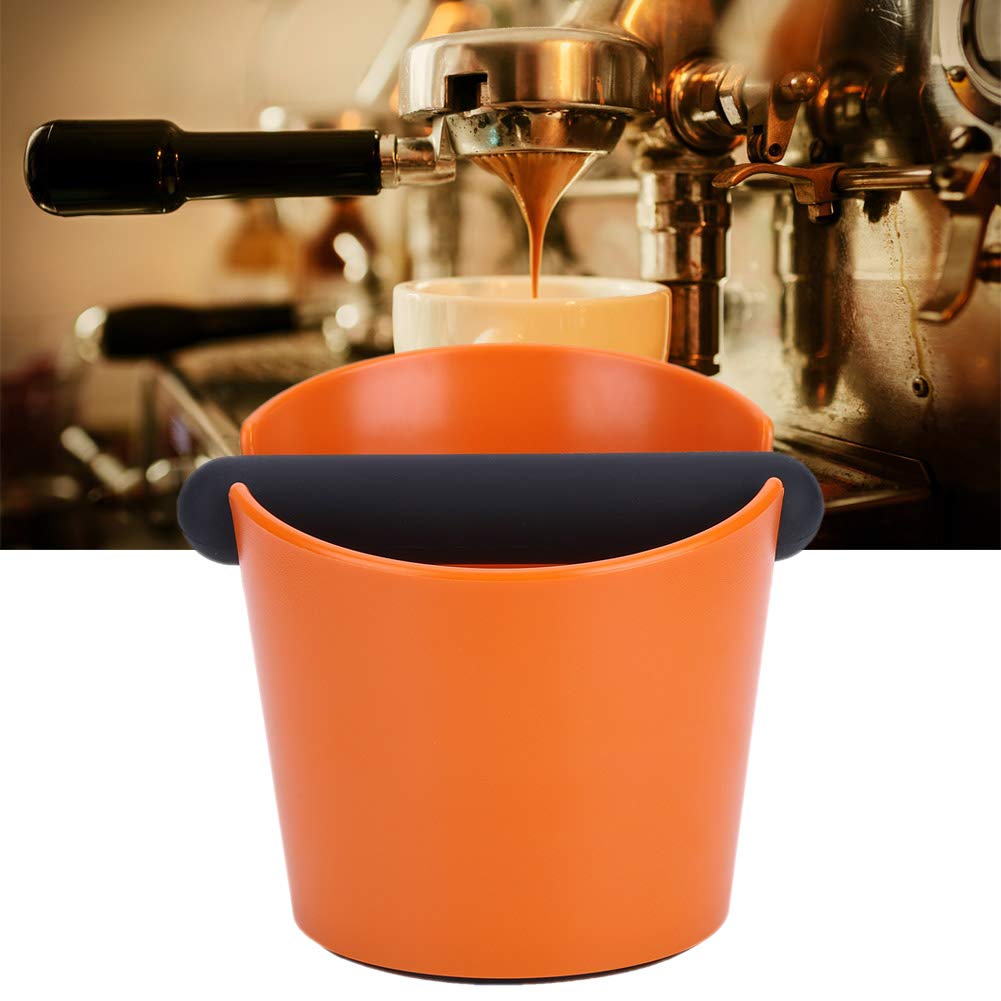 Coffee Knock Box,Caiqinlen Coffee Knock Box, 5IN Coffee Grind Dump Exquisite and Compact Household Anti? Slip Coffee Grind Dump Bin for Coffee Shop Orange Home Milk Tea Shop