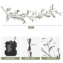 CAMANTU Artificial Olive Garland with Lights 6ft