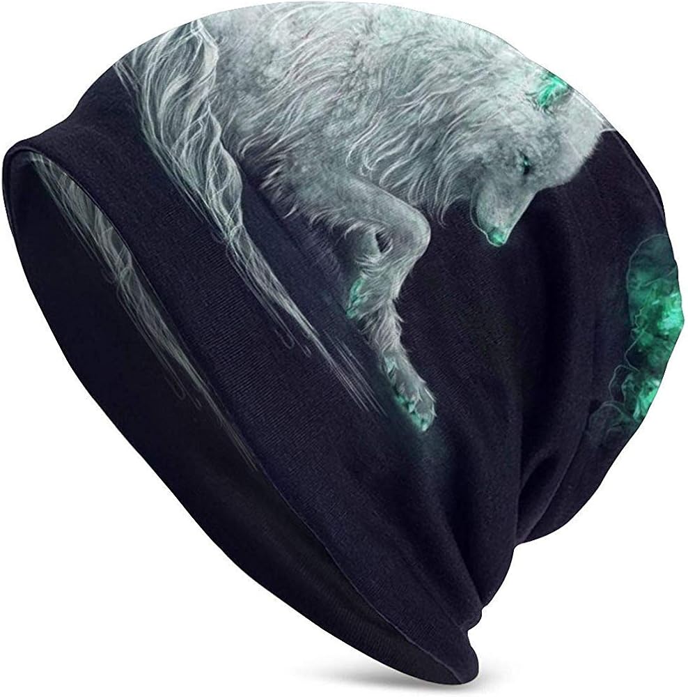 Tracray Unisex Beanie Mutze White Wolf Predators Black Cave Art Dunne Schadelkappe Baggy Oversize Strickmutze Amazon De Bekleidung