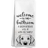 ShowDraven Funny Golden Retriever Decor Bathroom Towels, Decorative Dish Tea Hand Towels for Kitchen Bathroom, Golden Retriever Dog Gifts for Woman Girls, 16 x 24 inch