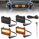 VANKUB 4 PCS Full LED Front Grille Lights for Toyo-ta Tacoma 2024 2025 SR SR5 Cab Pickup, Amber LED Grille Clearance Light, OEM Grill Led Grilles Light for Tacoma Accessories