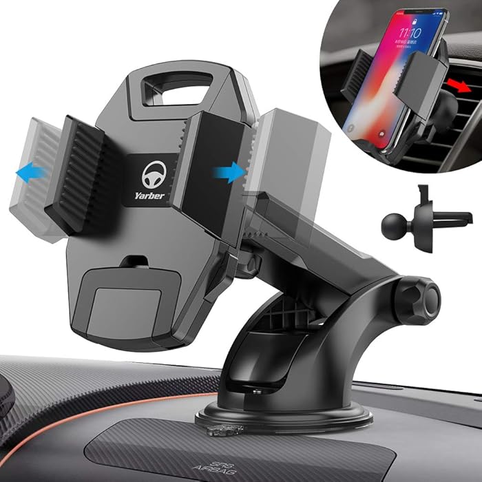 Cell Phone Car Mount, Yarber 3-in-1 Universal Cell Phone Holder for Car Air Vent Holder Dashboard Mount Windshield Mount Compatible w/ iPhone XS XS Max XR X 8 8+ 7 7+ SE 6s 6+ 6 5s 4 Samsung