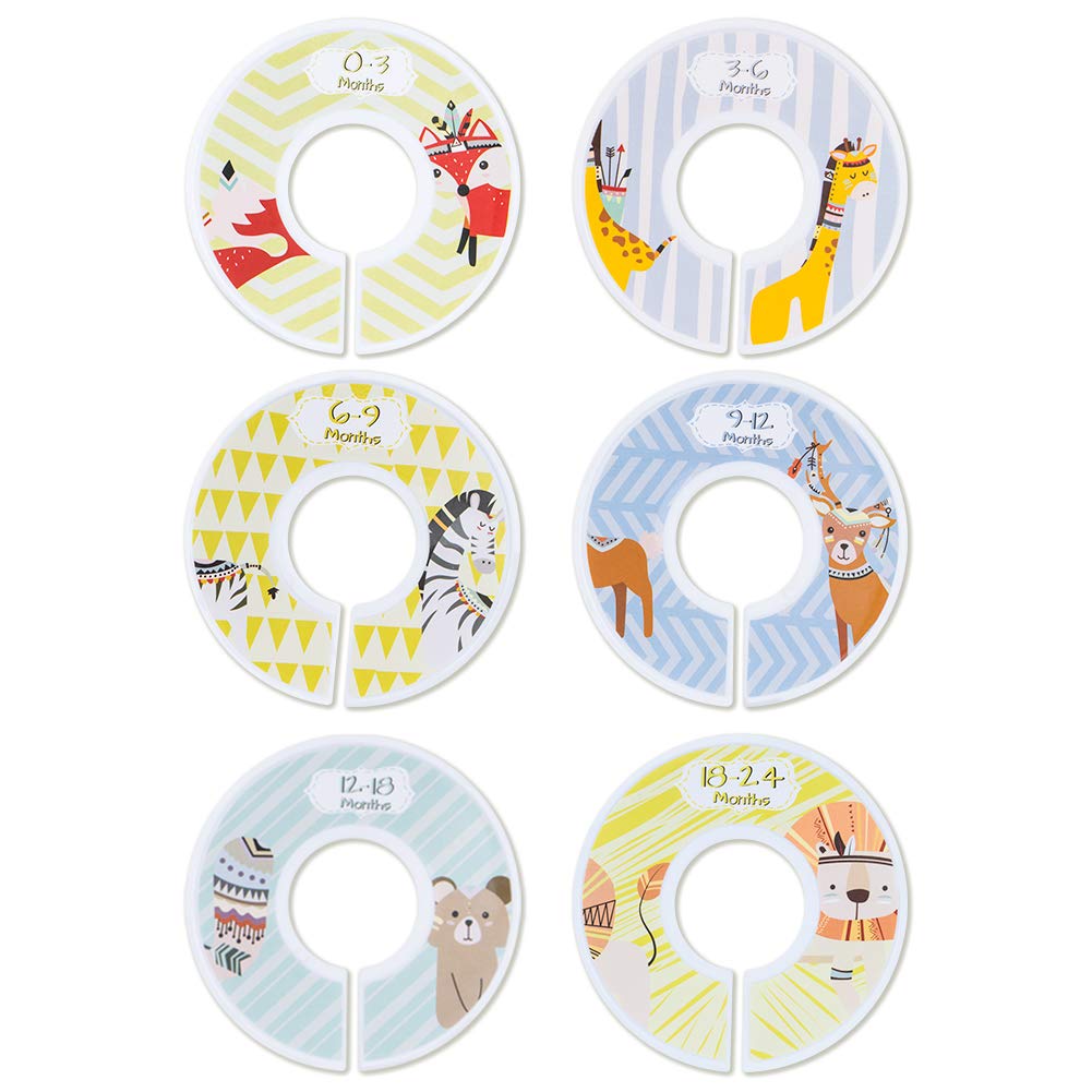 Novelfun Lot De 6 Separateurs De Garde Robe De Bebe Ronds En Plastique Pour Chambre Denfant De 0 A 3 Mois A 18 A 24 Mois Pour Organiser Les Vetements De Bebe Rangements