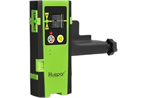 Huepar Laser Detector LR-6RG for Laser Level, Compatible with Huepar & Pro Laser Levels with Pulse Mode Only, Detect Green&Red Beams Laser Receiver, Up to 200Ft, Three-Side LED Display, Clamp Included