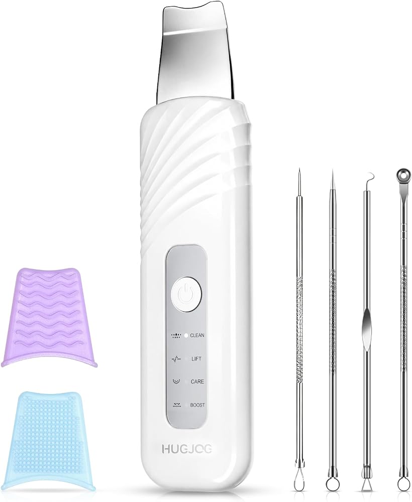 HUGJOG Blackhead Remover Tools, Face Scrubber Skin Spatula for Facial Cleansing, 4 Modes Pore Cleaner with 304 Stainless Stee