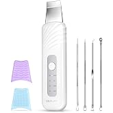 HUGJOG Blackhead Remover Tools, Face Scrubber Skin Spatula for Facial Cleansing, 4 Modes Pore Cleaner with 304 Stainless Steel Blade, Type-C Rechargeable, Silicone Face Brush, 4 Needles, PP Box