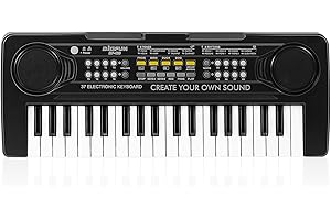 Raimy Kids Keyboard Piano, 37 Keys Portable Piano Early Learning Educational Electronic Music Keyboard Instrument Toys for 3 4 5 6 7 8 Year Old Boys and Girls (Black)