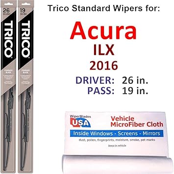Amazon Com Wiper Blades Set For 2016 Acura Ilx Driver Pass Trico Steel Wipers Set Of 2 Bundled With Microfiber Interior Car Cloth Automotive