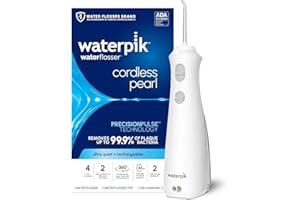 Waterpik Cordless Pearl Rechargeable Portable Water Flosser for Teeth, Gums, Braces Care and Travel with 4 Flossing Tips - CD