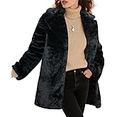 YIGAMA Womens Long Faux Fur Coats Lapel Faux fur Jacket Fluffy Coats Fuzzy Winter Jacket with Pockets