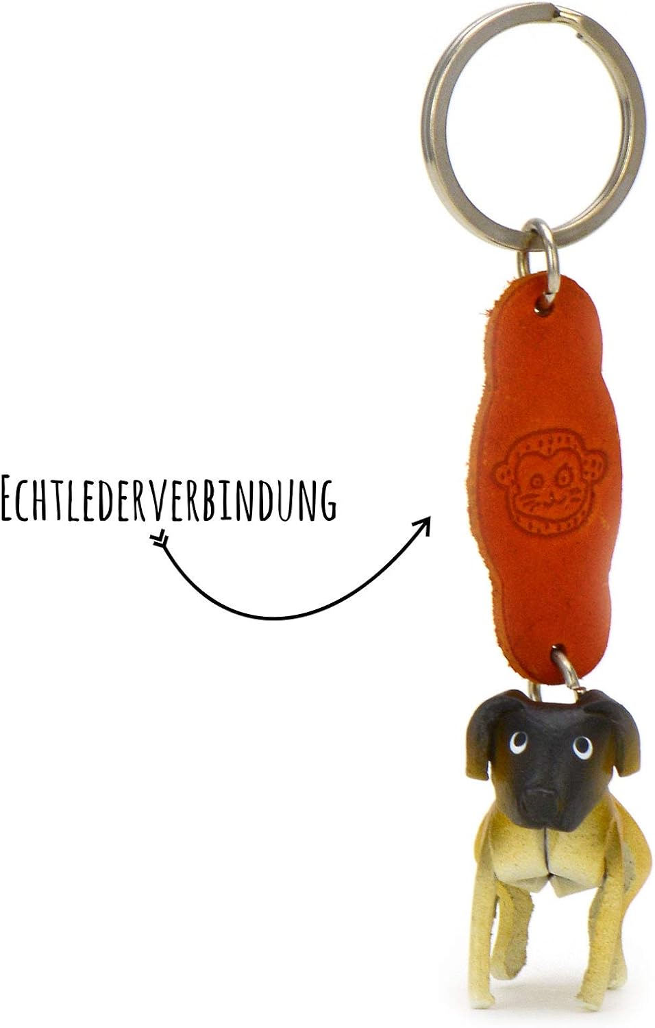 MONKIMAU Leather Keyring Great Dane Dog, Yellow, Small - Image 4