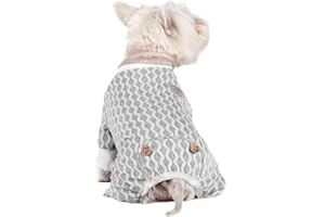 KYEESE Dog Pajamas Cotton Dogs Pjs Onesie 4 Legs Jumpsuit Cat Pajama Hair Shedding Cover Large (Pack of 1)