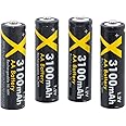 Xit XT4AABT 4 AA Rechargeable NiMH Batteries 3100mAH (Black)
