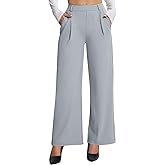 AVAMO Womens Dress Pants Wide Leg Stretchy Work Pants Pull On Business Casual Trousers Slacks for Women with Pockets