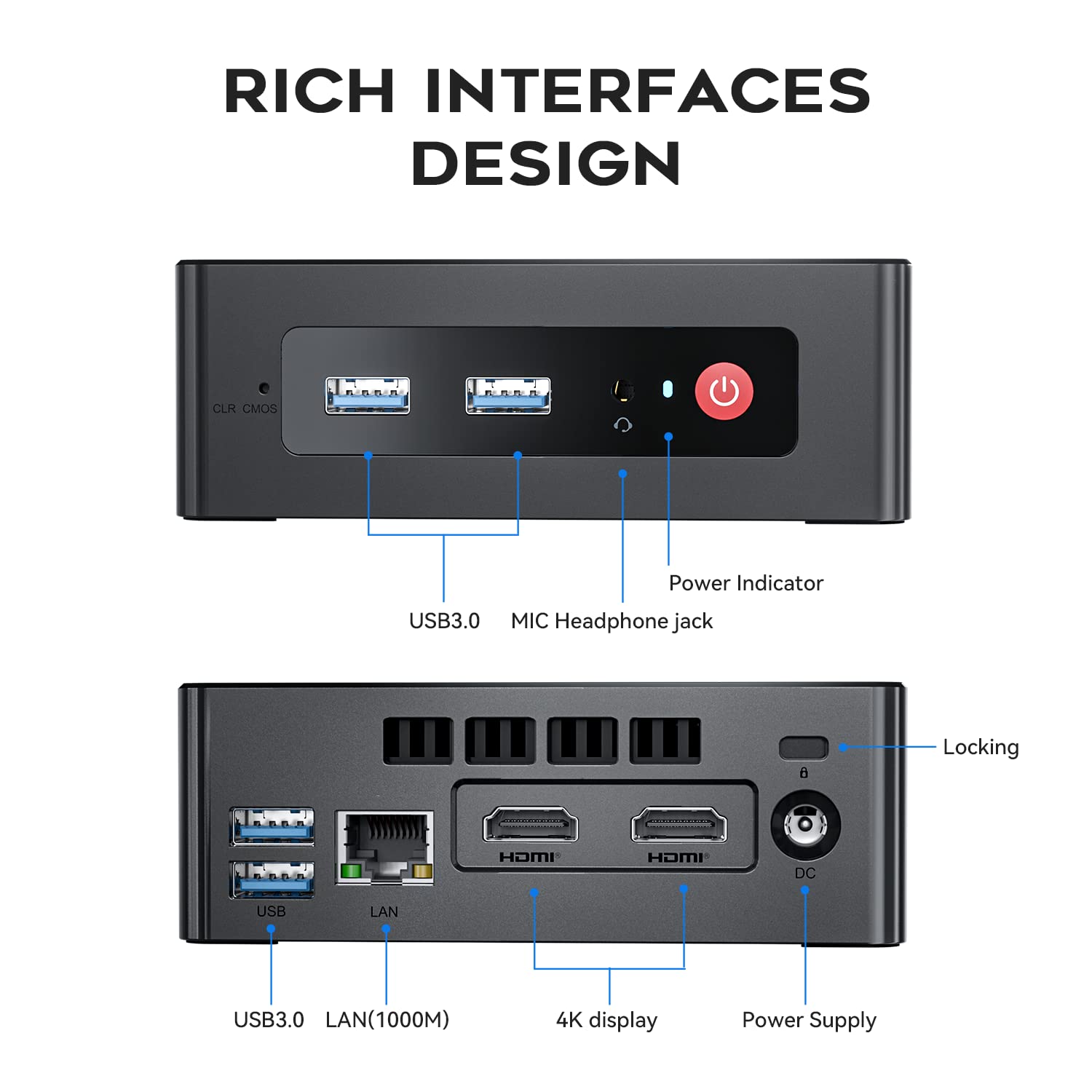 Beelink GK35 Mini PC, Intel Celeron J4105 4Core(Up to 2.5GHz), 8GB DDR4 128GB SSD Mini Desktop Computer, Small Computers Dual HDMI 4K@60Hz/BT4.0/WiFi 5/Gigabit Ethernet for Home