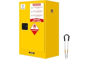 PXVWA 16 Gallon Flammable Storage Cabinet, 23.23'' X 18.11'' X 35.6'' Flammable Safety Cabinet, Adjustable Shelf Fire Cabinets for Gasoline, Alcohol, Safety cabinets (Yellow)