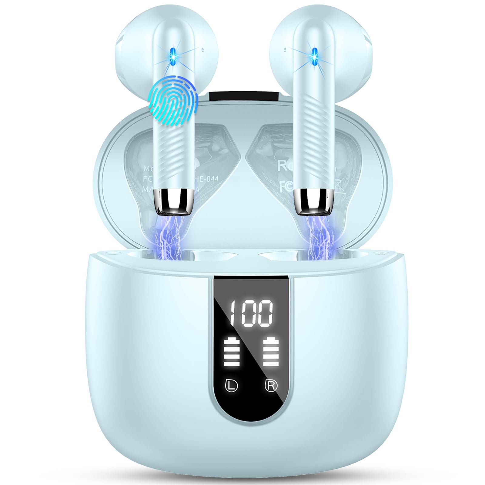 Wireless Earbuds, Bluetooth 5.4 Headphones NEW Wireless Headphones with 4 ENC Mic, 56H Bluetooth Earphones in Ear Noise Cancelling Deep Bass, Mini Ear Buds Bluetooth Earbuds IP7 Waterproof LED Display