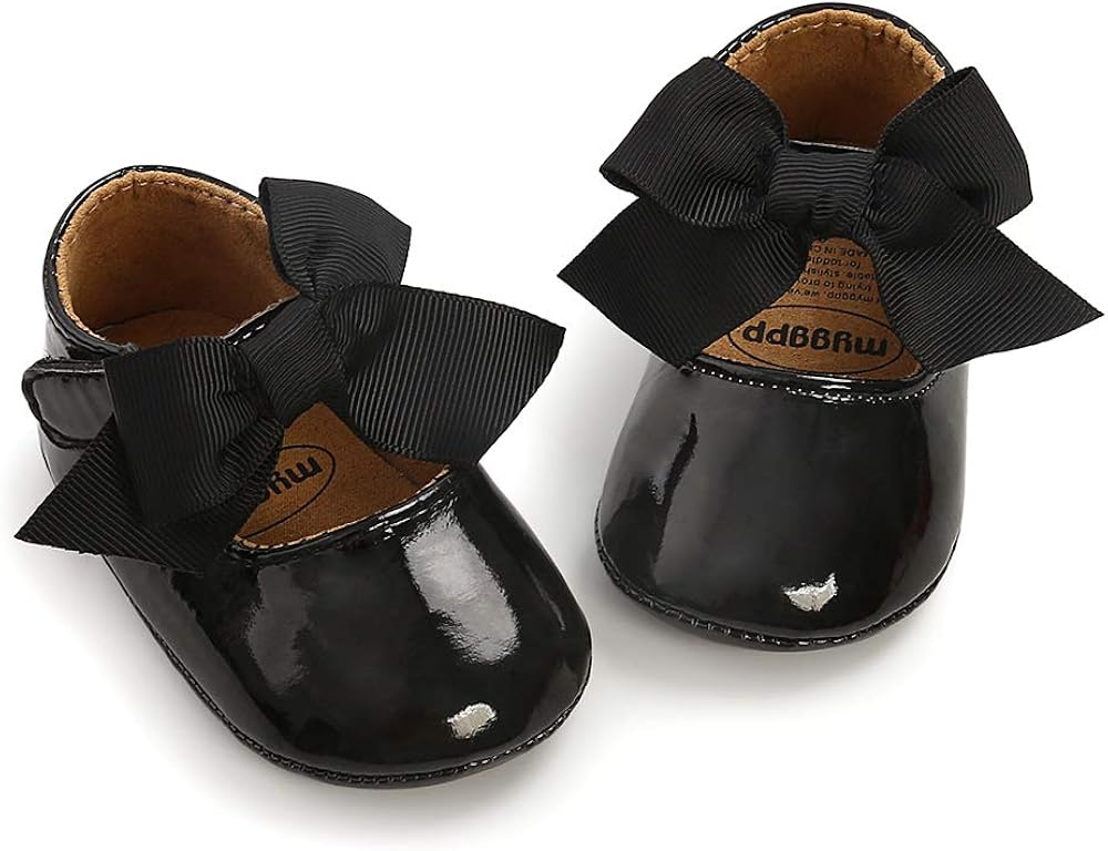 | XYLUIGI Baby Girls Mary Jane Flats Bowknot Anti-Slip Rubber Sole Toddler First Walkers Princess Dress Shoes | Mary Jane