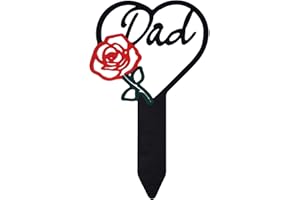 Tugaizi Memorial Grave Marker Metal Plaque Garden Grave Marker Dad Memorial Stake Sympathy Grave for Cemetery Decorations Outdoors Yard Decor, Heart Shaped, Red Rose