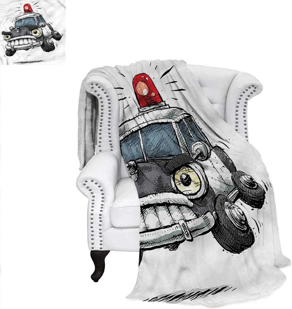 ALLMILL Police Travel Throw Blanket Police Car Art Image Velvet Plush