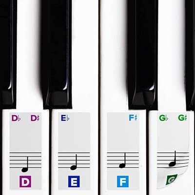 Piano klistermärken för nycklar - Avtagbar med dubbla lager beläggning för 49/61 / 76/88 tangentbord