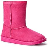 FabKids Girls Winter Mid Calf Snow Boots Warm Faux Fur Lined Non-Slip Shoes for Toddler Little Kid Big Kid