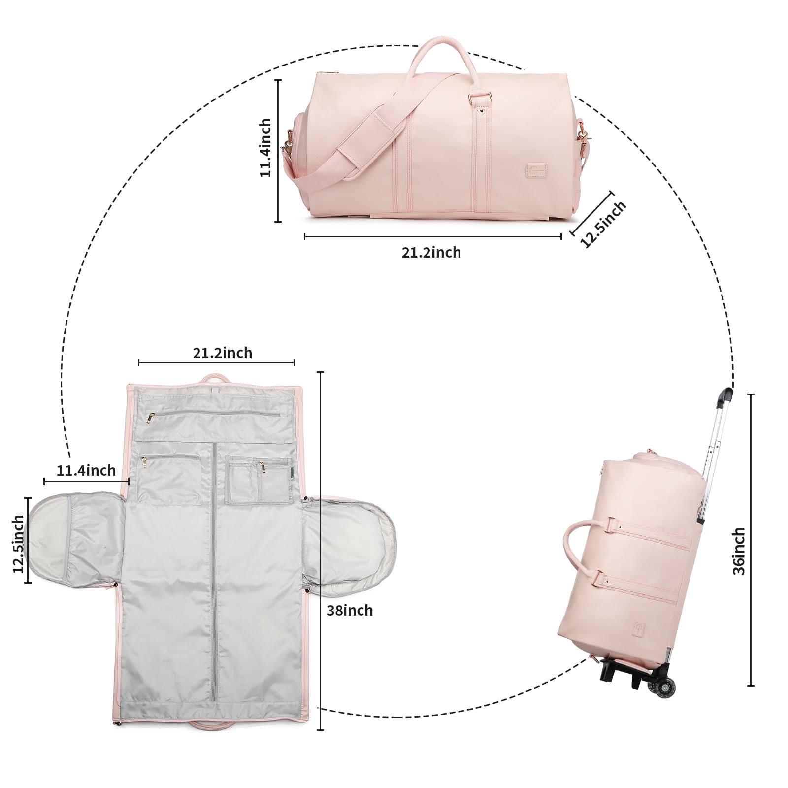 seyfocnia Unisex-Adult's Travel Garment Bag, Coral Pink